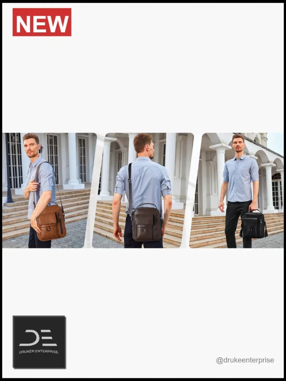 Vegan Leather Messenger Bag Satchel Crossbody Handbag Shoulder Sling Travel Bag